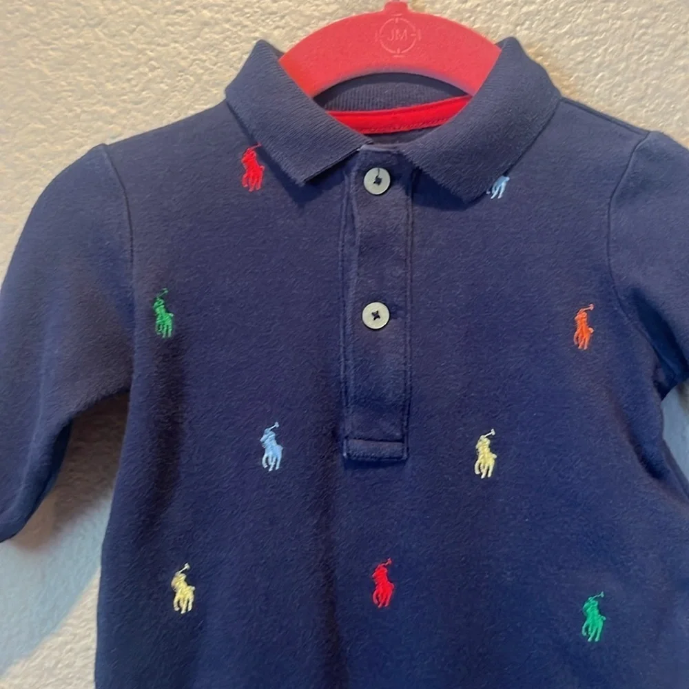 Ralph Lauren Baby Jumper Size 3 Months Navy Blue Multi color horse logo